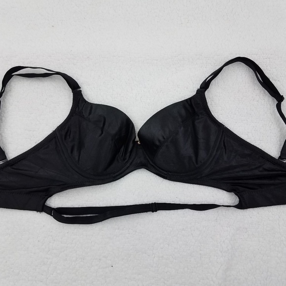 Vogue Dessous Bra‎ 34C Black Satin Strappy Underwir - Picture 1 of 7